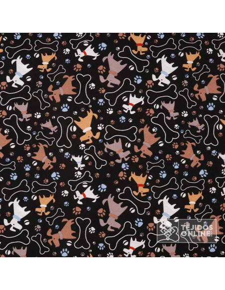 Tela de Perros Blanco con Huesos - Tela Para Cojines y Cortinas Tela de Perros Blanco con Huesos - Tela Para Cojines y Cortinas