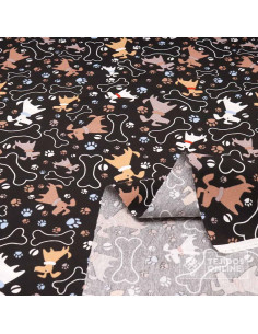 Tela de Perros Blanco con Huesos - Tela Para Cojines y Cortinas 2