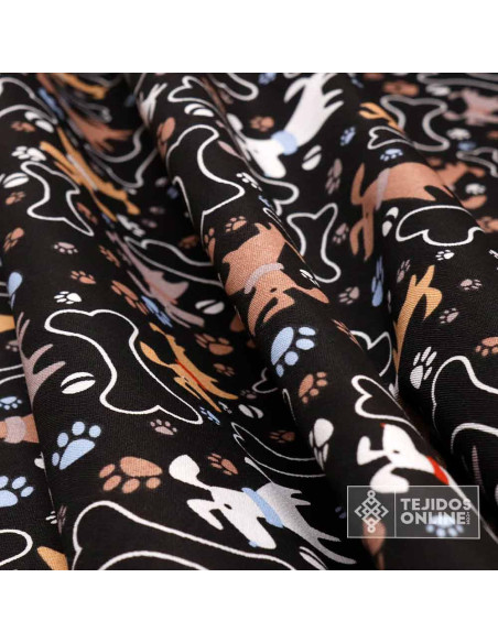 Tela de Perros Blanco con Huesos - Tela Para Cojines y Cortinas Tela de Perros Blanco con Huesos - Tela Para Cojines y Cortinas