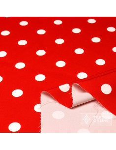 Tela Roja Lunar Blanco - Telas de Flamenca - Comprar Lunares 2