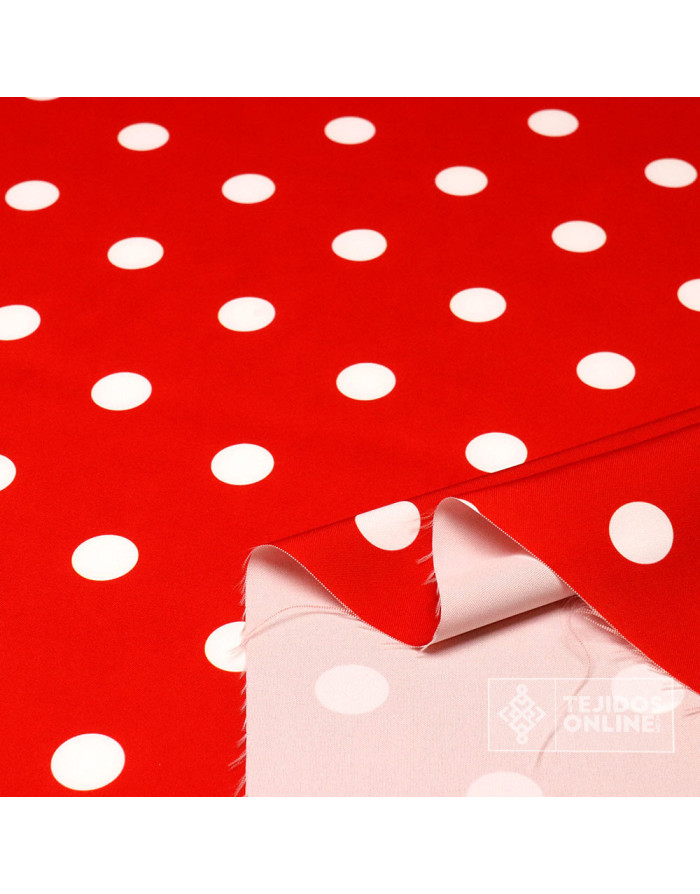 Tela Roja Lunar Blanco - Telas de Flamenca - Comprar Lunares