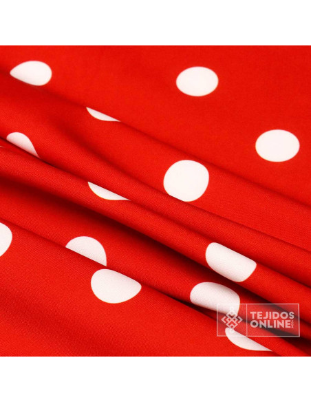 Tela Roja Lunar Blanco - Telas de Flamenca - Comprar Lunares Tela Roja Lunar Blanco - Telas de Flamenca - Comprar Lunares