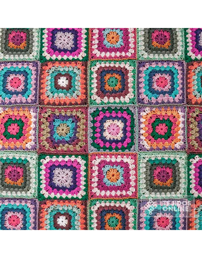 Tela de Lycra Estampada Punto Crochet | Telas de Moda