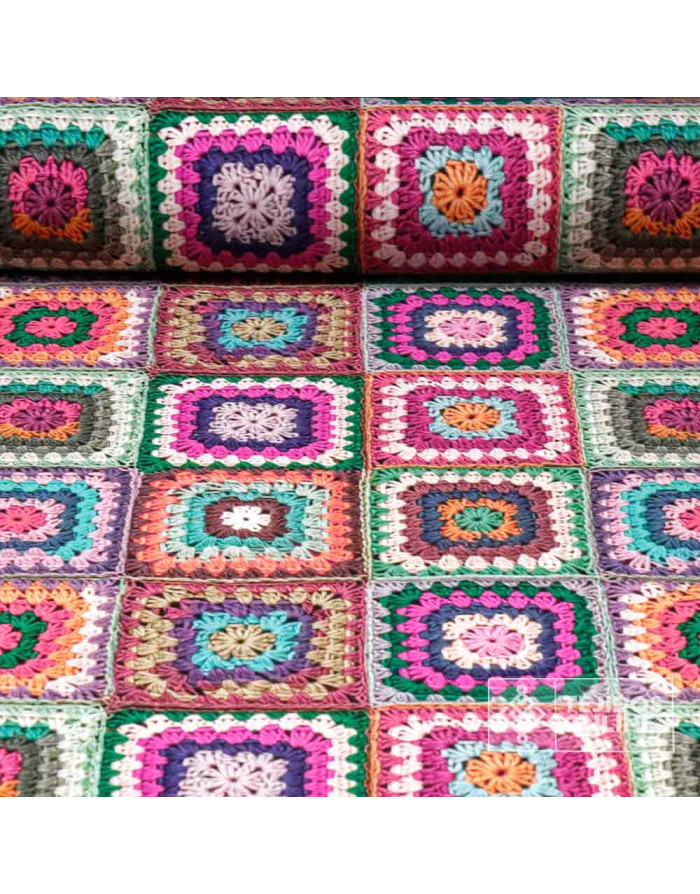 Tela de Lycra Estampada Punto Crochet | Telas de Moda