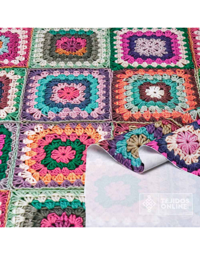 Tela de Lycra Estampada Punto Crochet | Telas de Moda