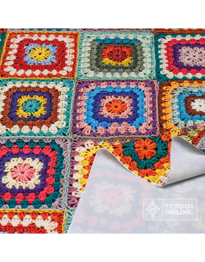 Tela de Lycra Estampada Punto Crochet | Telas de Moda