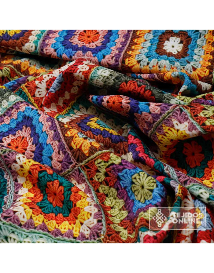 Tela de Lycra Estampada Punto Crochet | Telas de Moda
