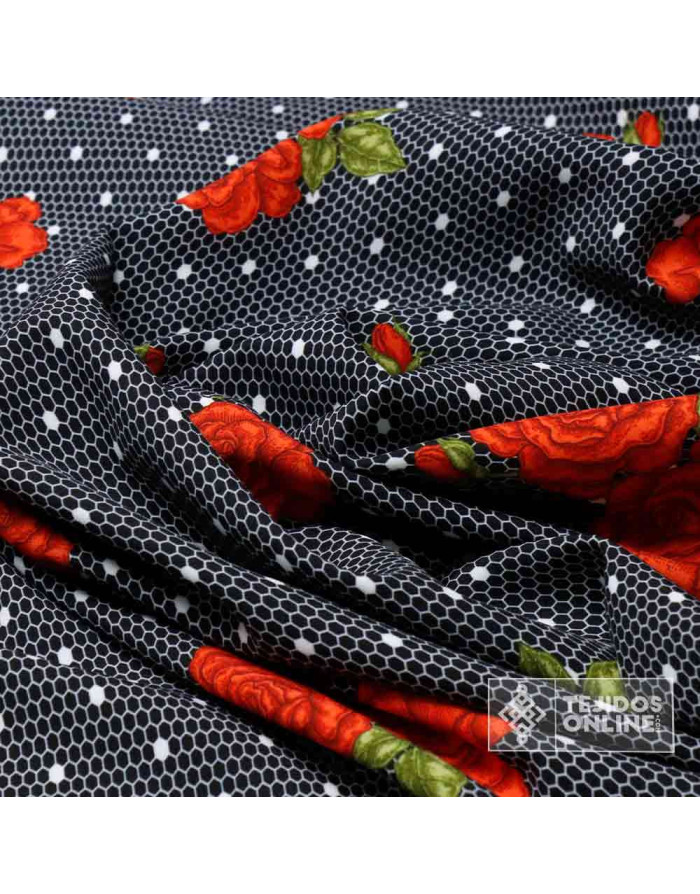 Tela Clavel Rojo con Lycra | Telas Para Trajes de Flamenca - Imagen 4