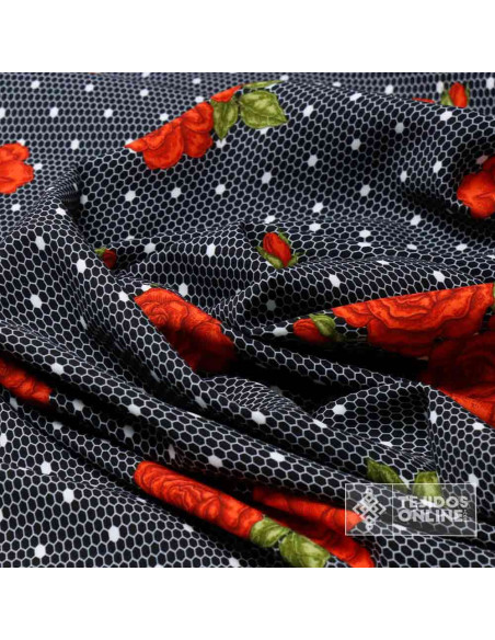 Tela Clavel Rojo con Lycra | Telas Para Trajes de Flamenca - Imagen 4