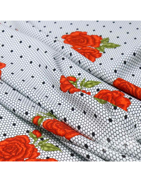 Tela Clavel Rojo con Lycra | Telas Para Trajes de Flamenca - Imagen 4