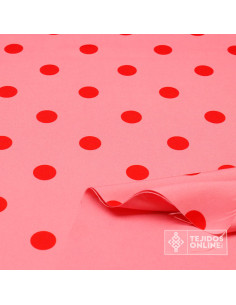 Tela Rosa Chicle con Lunares Rojos - Telas para Trajes de Flamenca 2