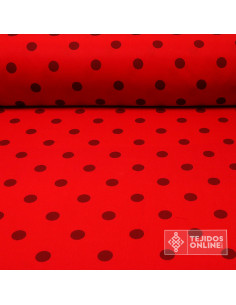 Tela Roja con Lunares Burdeos - Telas  de Flamenca - Imagen 1