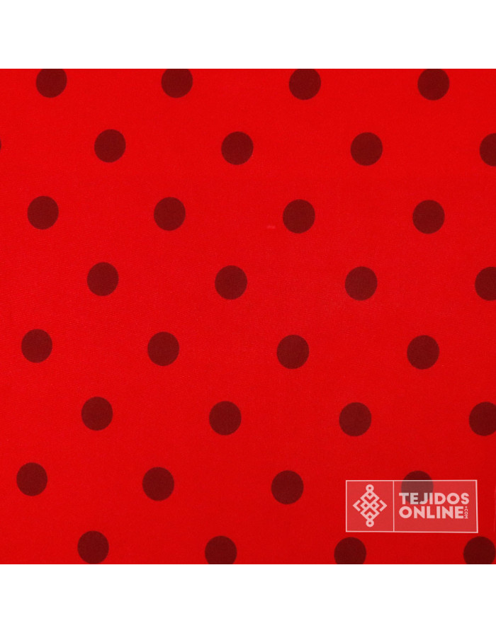 Tela Roja con Lunares Burdeos - Telas  de Flamenca - Imagen 3