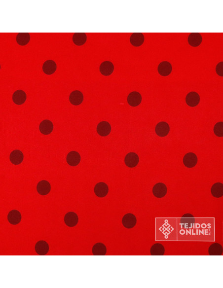 Tela Roja con Lunares Burdeos - Telas  de Flamenca - Imagen 3