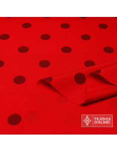 Tela Roja con Lunares Burdeos - Telas  de Flamenca - Imagen 2