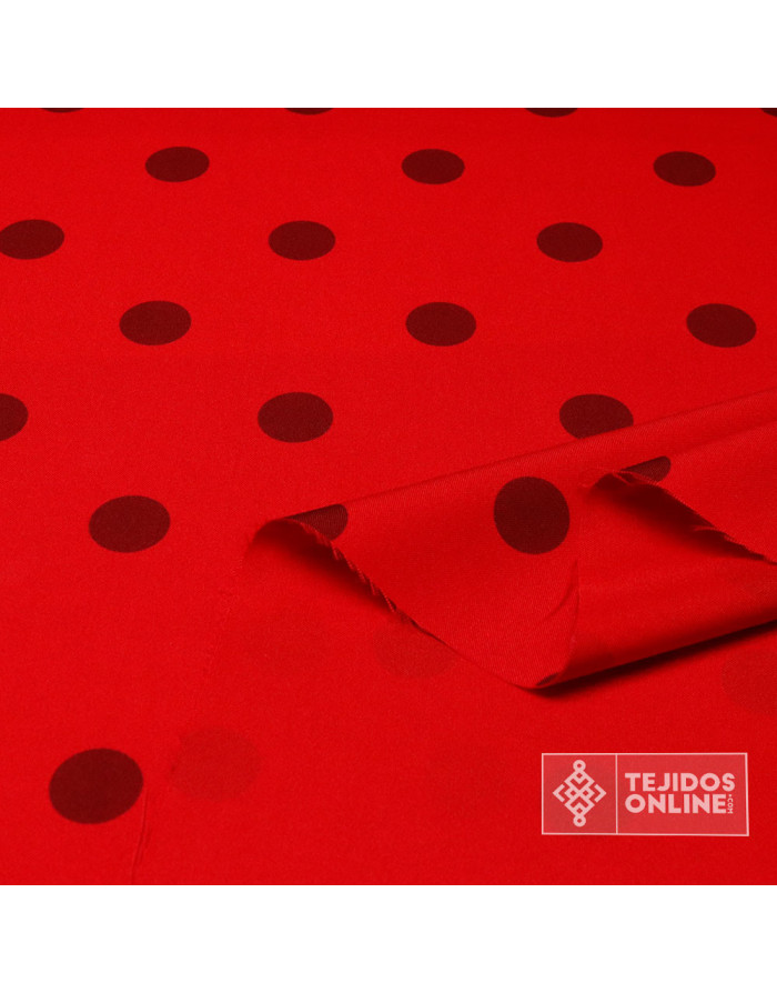 Tela Roja con Lunares Burdeos - Telas  de Flamenca - Imagen 2