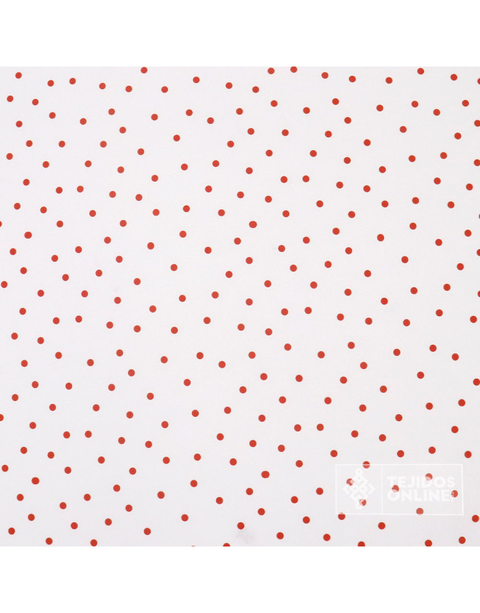 Tela Blanca con Lunares Rojo Lenteja - Telas  de Flamenca - Imagen 3