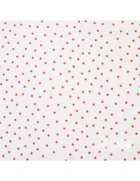 Tela Blanca con Lunares Rojo Lenteja - Telas  de Flamenca - Imagen 3