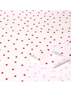 Tela Blanca con Lunares Rojo Lenteja - Telas  de Flamenca 2