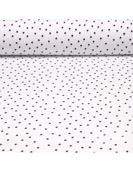 Tela Blanca con Lunares Negros Lenteja - Telas  de Flamenca - Imagen 1