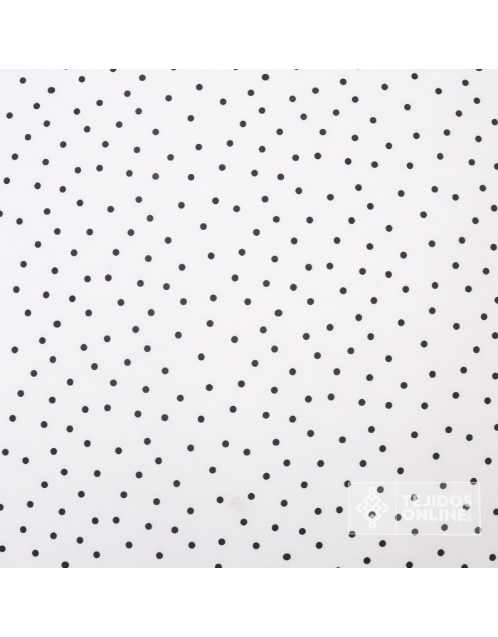 Tela Blanca con Lunares Negros Lenteja - Telas  de Flamenca - Imagen 3
