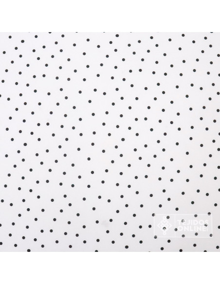 Tela Blanca con Lunares Negros Lenteja - Telas  de Flamenca - Imagen 3