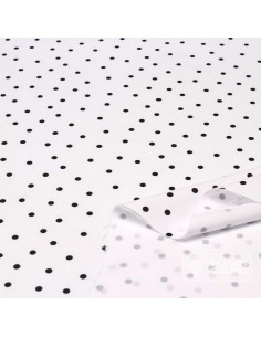 Tela Blanca con Lunares Negros Lenteja - Telas  de Flamenca 2