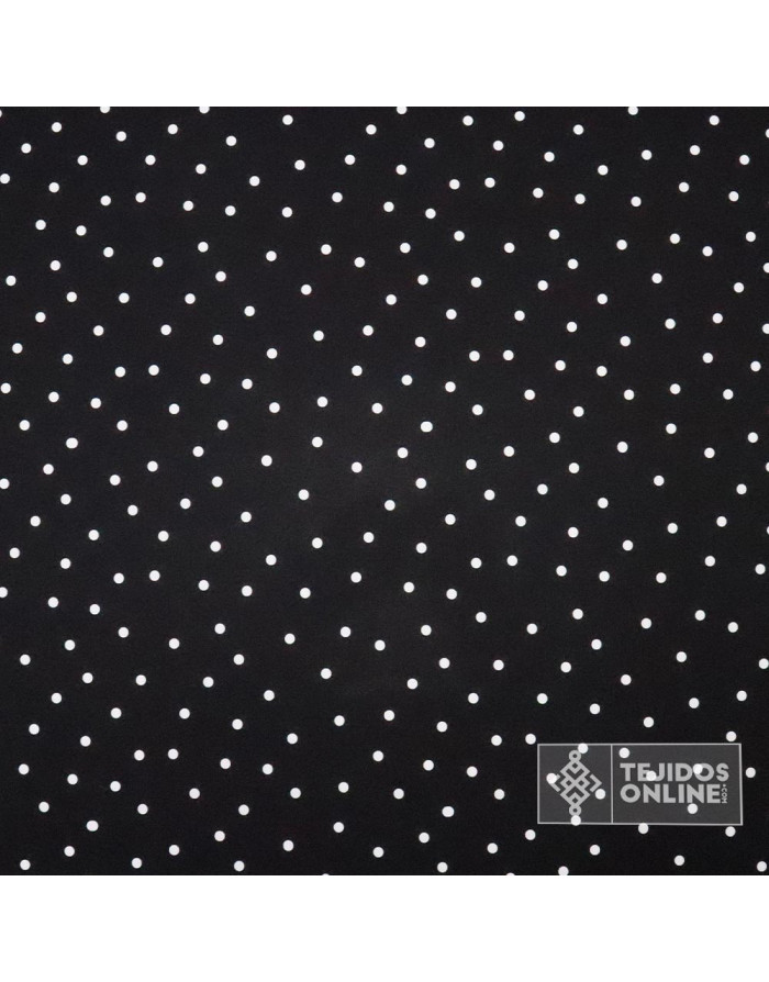 Tela Negra con Lunares Blancos Lenteja - Telas  de Flamenca - Imagen 3