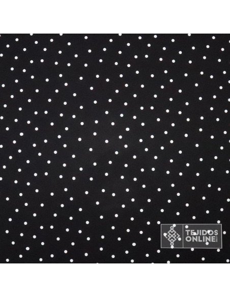 Tela Negra con Lunares Blancos Lenteja - Telas  de Flamenca - Imagen 3