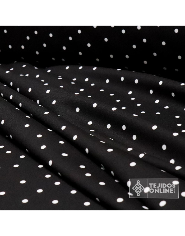 Tela Negra con Lunares Blancos Lenteja - Telas  de Flamenca - Imagen 4