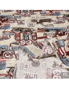 Tela de Motos Vintage Rute 66 - Telas para Manualidades y Cortinas 2