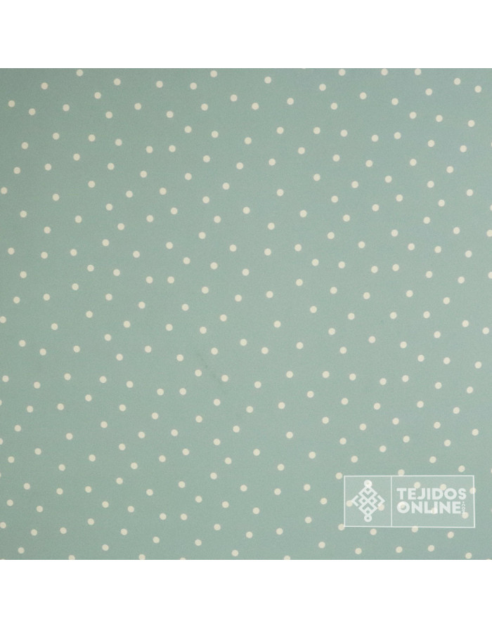 Tela Verde Pastel con Lunares Beige Lenteja - Telas  de Flamenca - Imagen 3