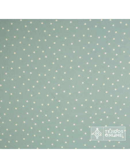 Tela Verde Pastel con Lunares Beige Lenteja - Telas  de Flamenca - Imagen 3