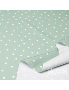 Tela Verde Pastel con Lunares Beige Lenteja - Telas  de Flamenca 2