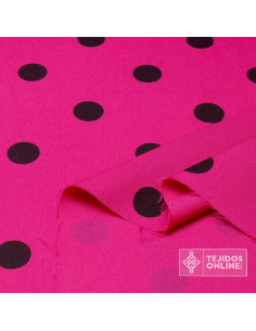Tela Fucsia Intenso con Lunares Negros - Telas para Trajes de Flamenca 2