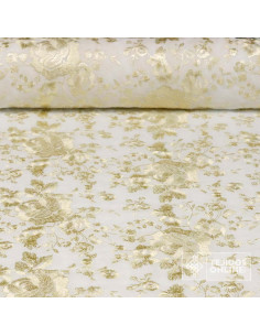 Tela Mantón de Manila Beige Fondo Blanco
