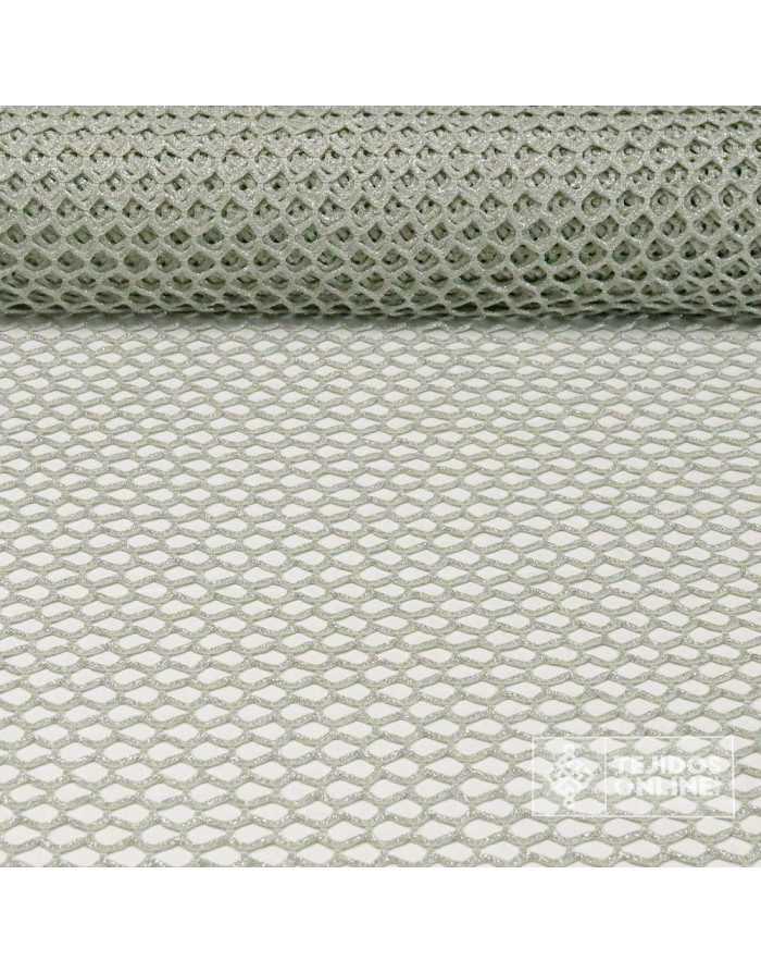 Tela de Punto Red Con Brillo Plata - Ideal para Vestir - Imagen 1