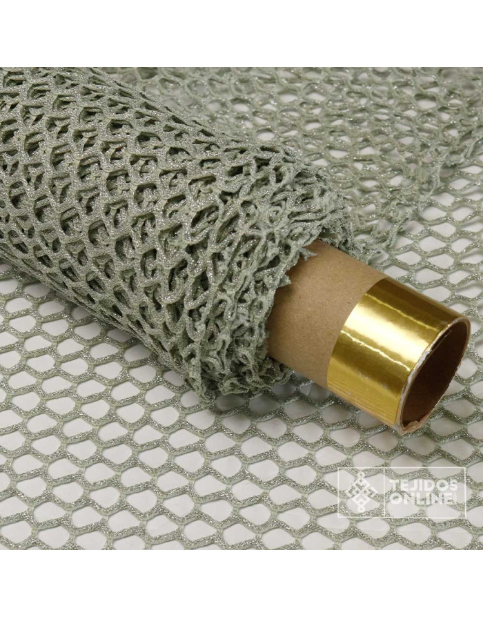 Tela de Punto Red Con Brillo Plata - Ideal para Vestir - Imagen 3
