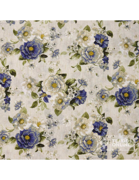 Loneta Flor Vintage Cretona - Telas Para Cortinas Vintage