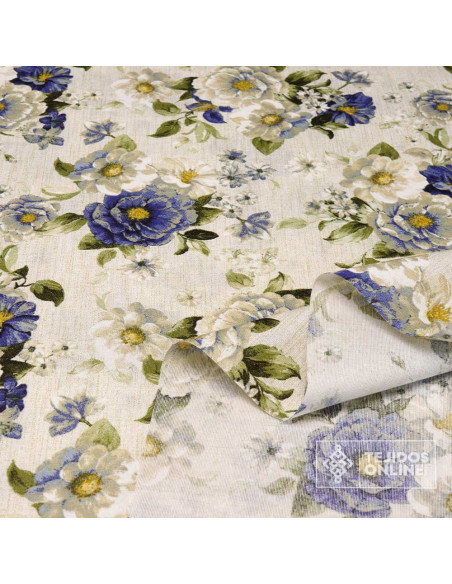 Loneta Flor Vintage Cretona - Telas Para Cortinas Vintage