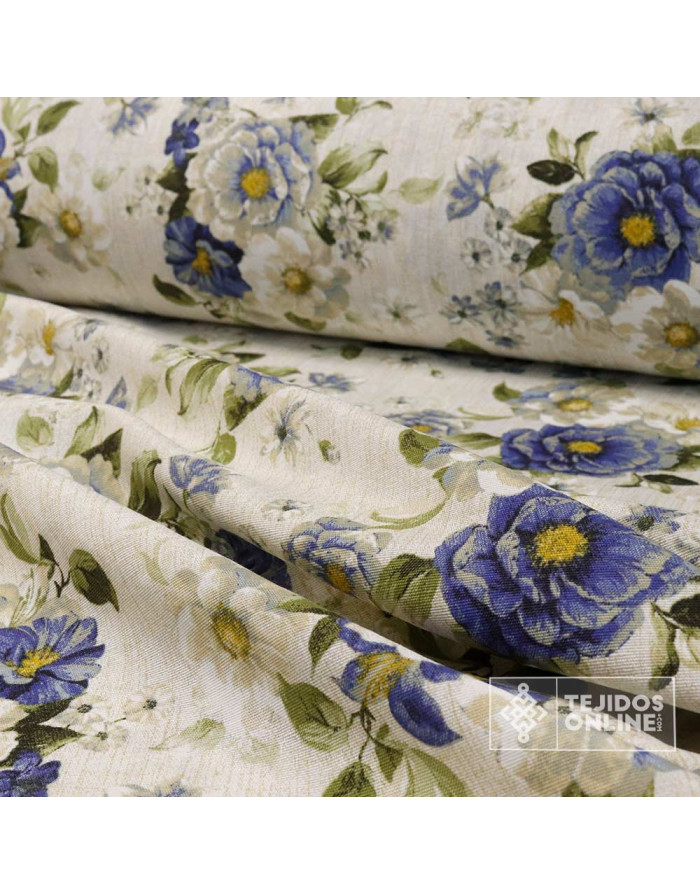 Loneta Flor Vintage Cretona - Telas Para Cortinas Vintage