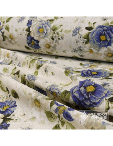 Loneta Flor Vintage Cretona - Telas Para Cortinas Vintage