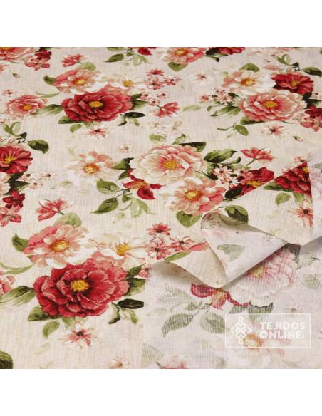 Loneta Flor Vintage Cretona - Telas Para Cortinas Vintage