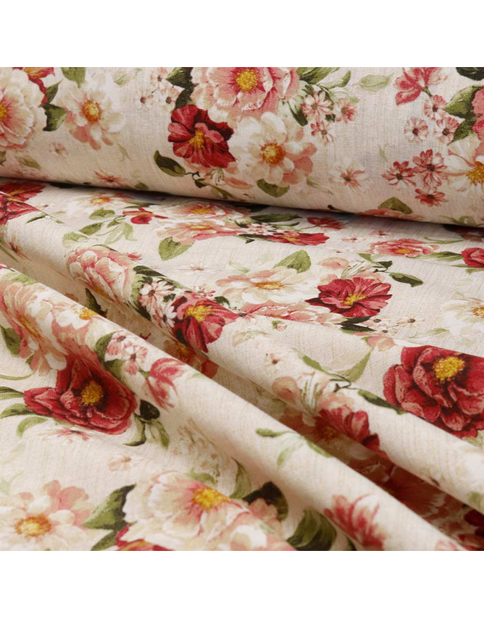 Loneta Flor Vintage Cretona - Telas Para Cortinas Vintage