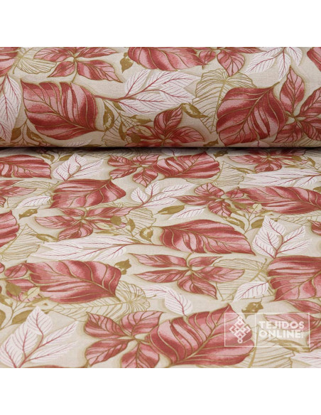 Tela de Loneta de Hojas Botánicas - Telas para Cortinas y Cojines Tela de Loneta de Hojas Botánicas - Telas para Cortinas y Cojines