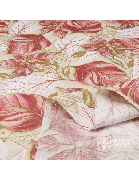 Tela de Loneta de Hojas Botánicas - Telas para Cortinas y Cojines Tela de Loneta de Hojas Botánicas - Telas para Cortinas y Cojines