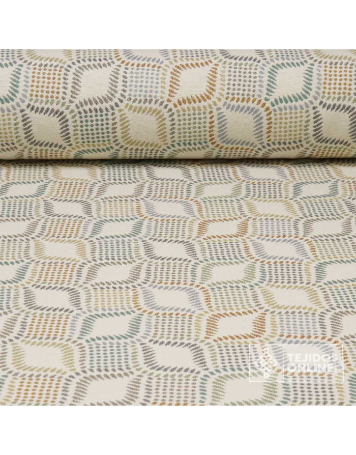 Tela de Tapicería con Hojas Pastel  - Telas de Gobelinos