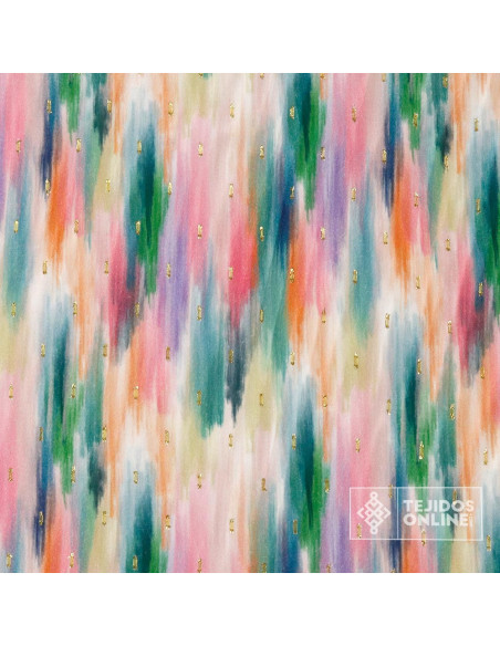 Tela Viscosa con Lurex Dorado Acuarela - Telas de Moda