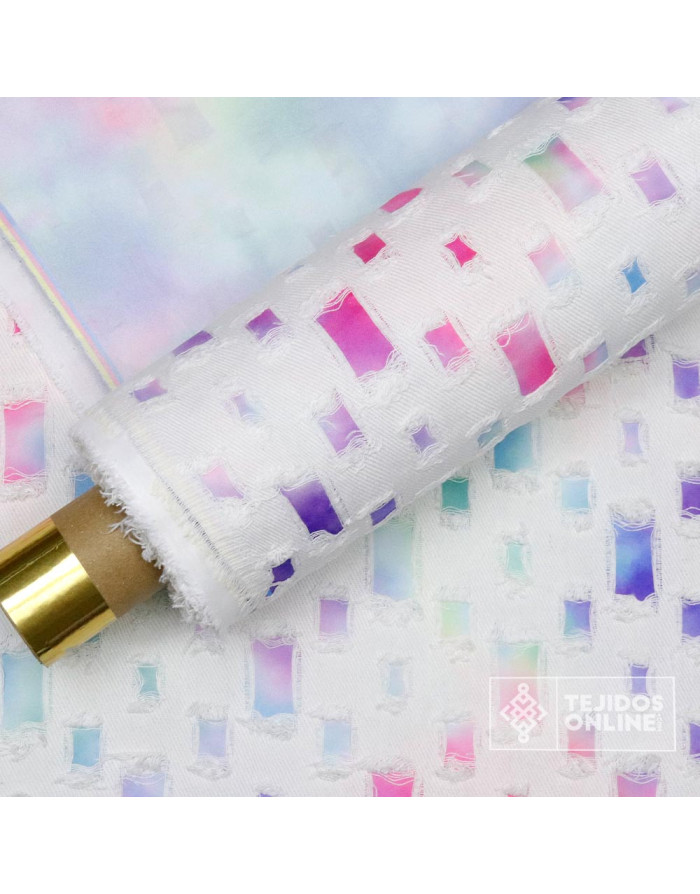 Tela Vaquera Rectángulos Difuminados - Telas Vaqueras