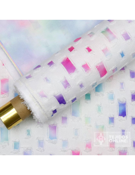 Tela Vaquera Rectángulos Difuminados - Telas Vaqueras